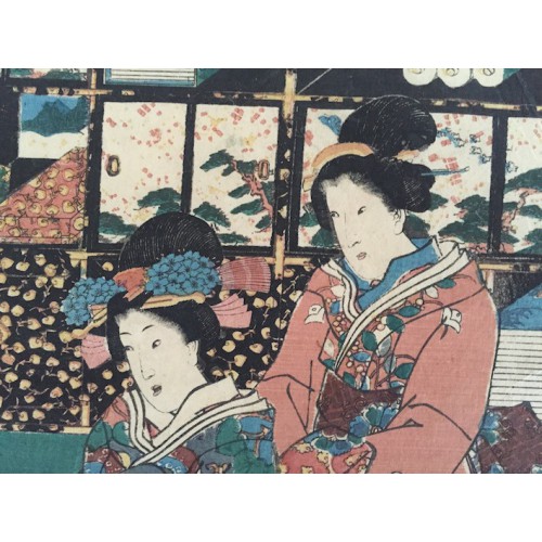 estampes japonaises Kunisada Utagawa de Jeunes beautés en visite
