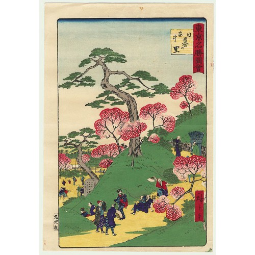 estampes japonaises Hiroshige III Les cerisiers en fleurs à Nippori