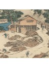 Estampes japonaises Hiroshige Ando Transport de bois le long de la rivière