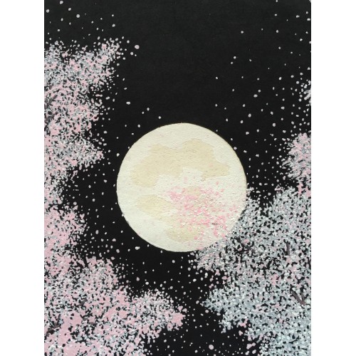 Kato Teruhide shin hanga Cerisiers en fleurs un soir de pleine lune