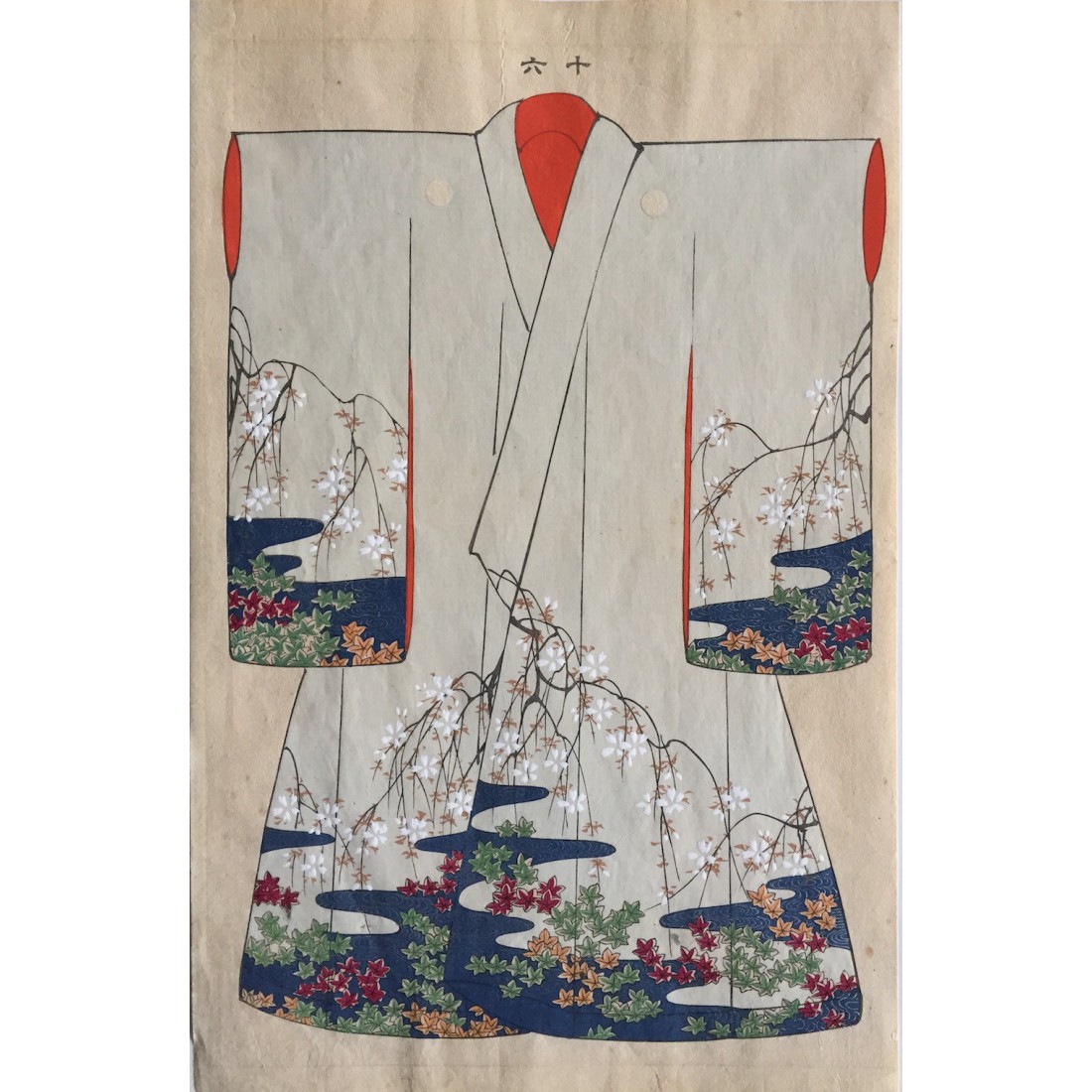 Kimono au motif de jardin