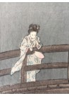 Koho Shoda jeune femme rêvant à la pleine lune sur un pont