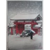 estampe japonaise shin hanga Hasui Kawase neige à Shiba Daimon