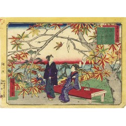 estampe japonaise ukiyoe de Hiroshige III l'automne au temple Kaianji Shinagawa
