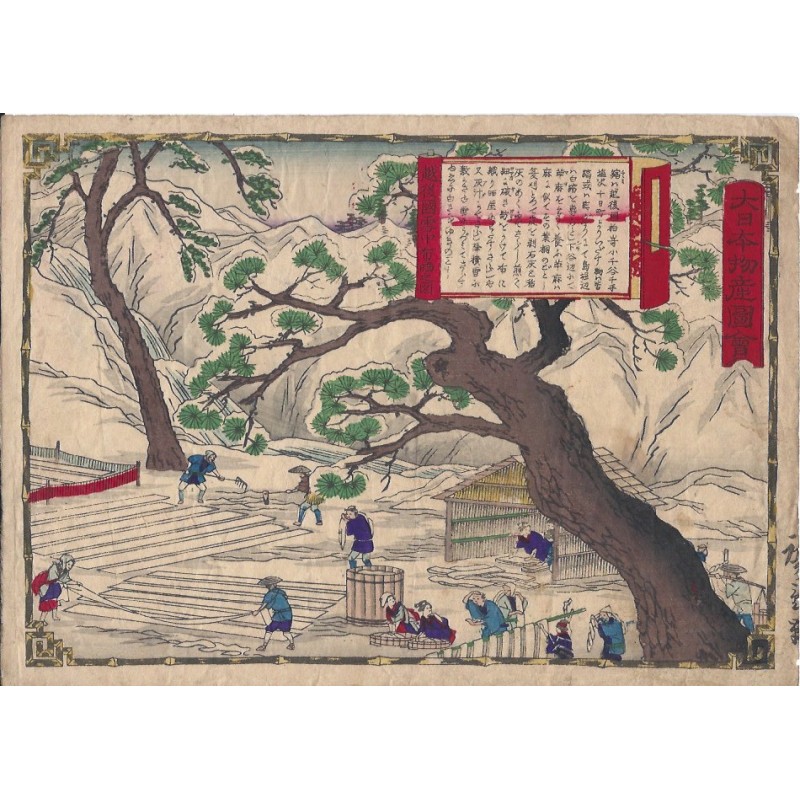 Hiroshige III estampe japonaise le blanchiement du linge