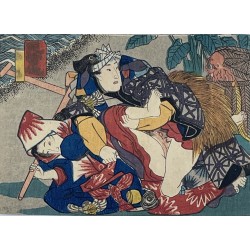 véritable estampe japonaise shunga  de l'époque Edo
