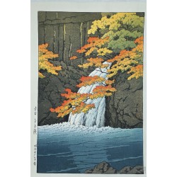 véritable estampe japonaise de Hasui Kawase la cascade Senju à Akame