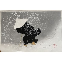 estampe japonaise de Kamisaka Sekka la tempête de neige
