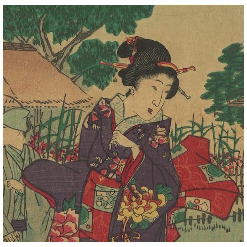 Hiroshige III et Kuniaki II Fleurs d'automne au jardin Hana-yashiki à Mukojima